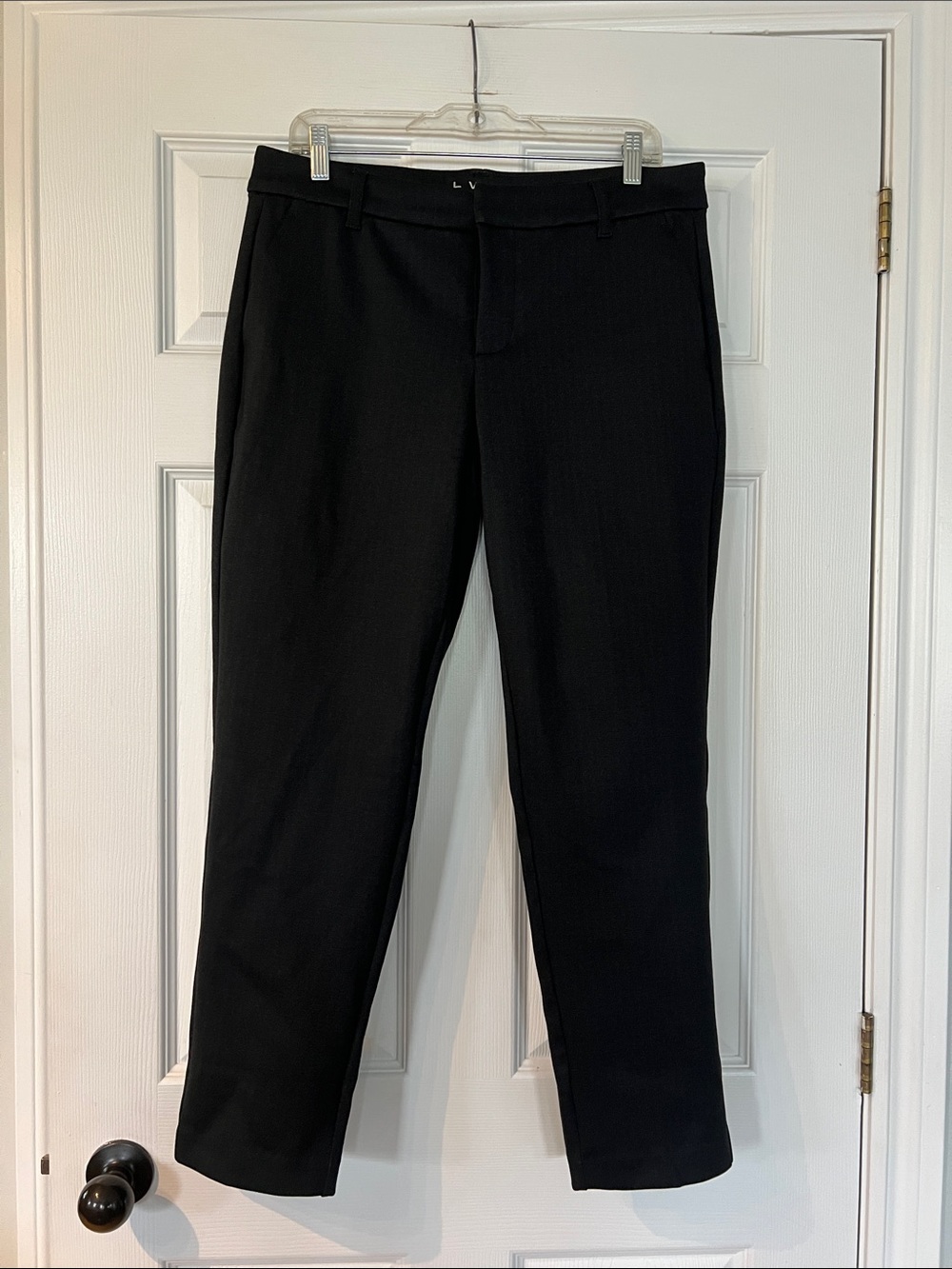 LVPL Black Straight-Leg Trousers with Belt Loops